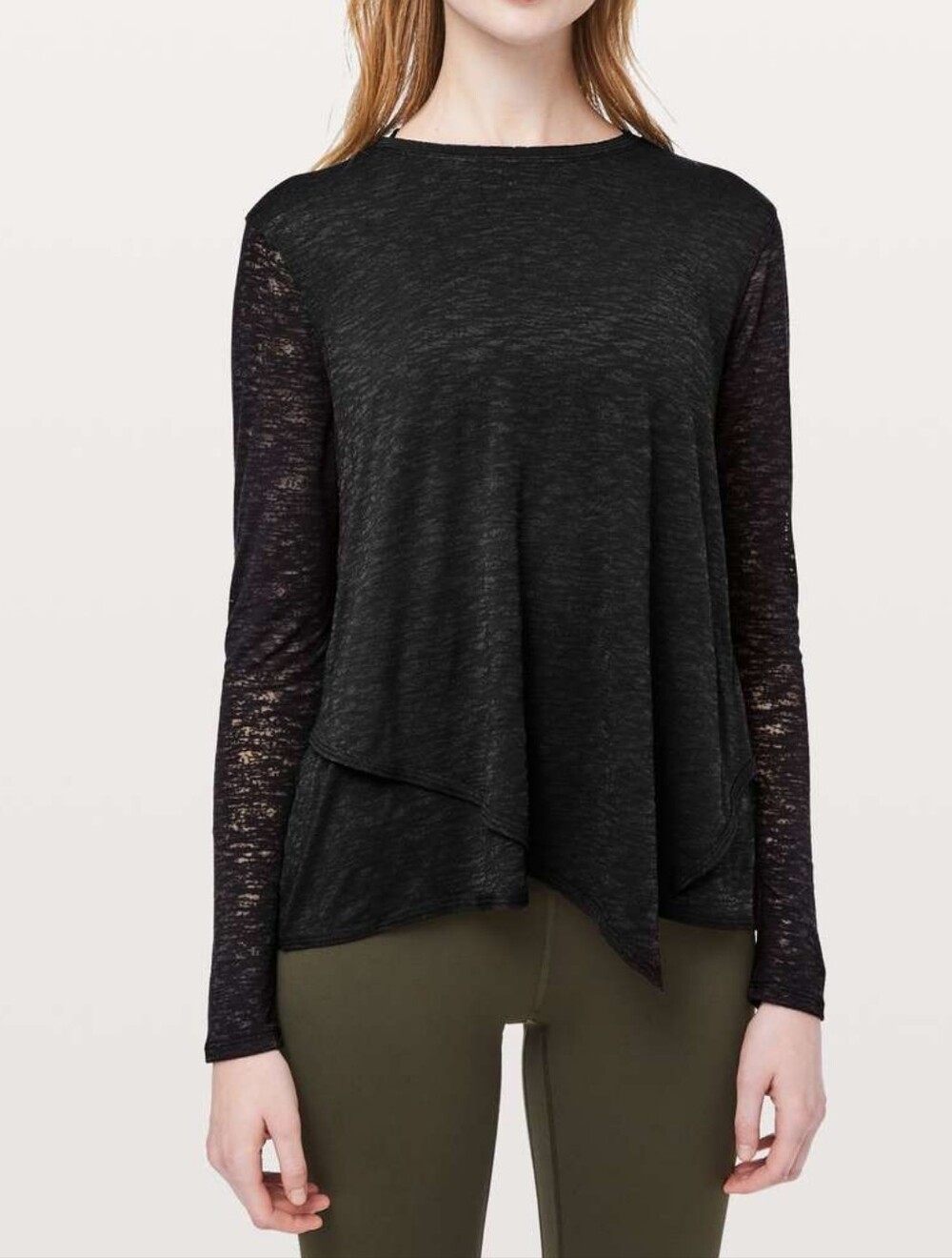 Lululemon Sweetest Day Long Sleeve Top Asymmetrical Burnout Black Size 4